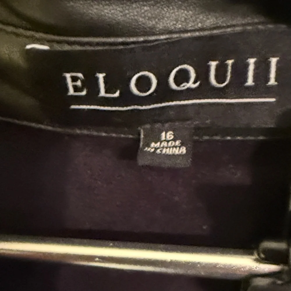 Eloquii Black Button-Up Faux Leather Dress Sz 16 good condition - Picture 2 of 3